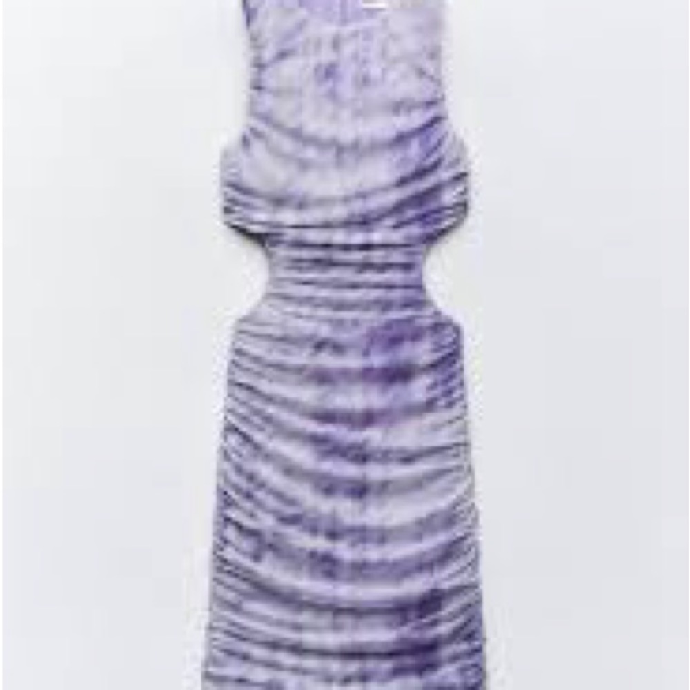 Ruched Lavender Striped Bodycon Dress